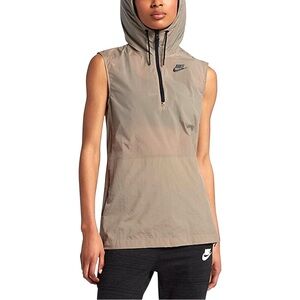 New NIKE Athletic Tech Hypermesh Sleeveless Windbreaker Vest Tan Black Sz S